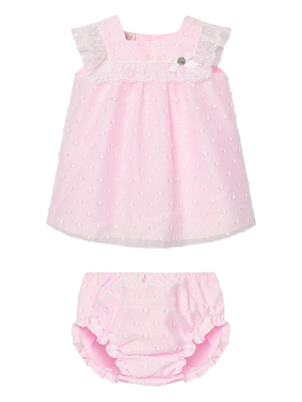 Completo rosa con pois ricamati (2pz) 104152705 37T1885 PAZ RODRIGUEZ KIDS