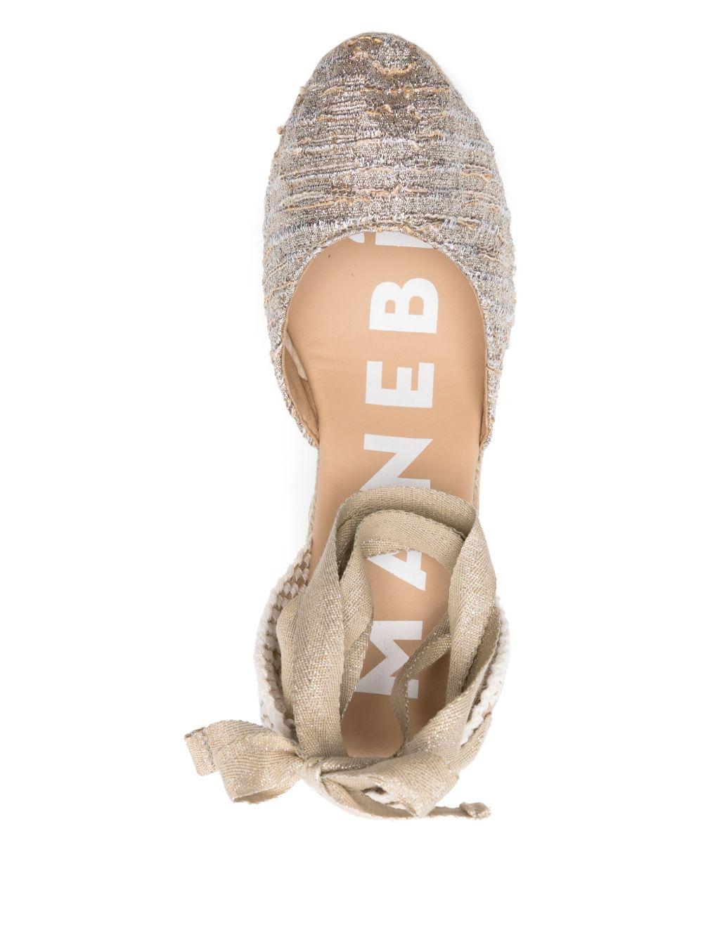 Espadrillas con Zeppa Bassa in Cotone Lurex H31WV GOLD MANEBI