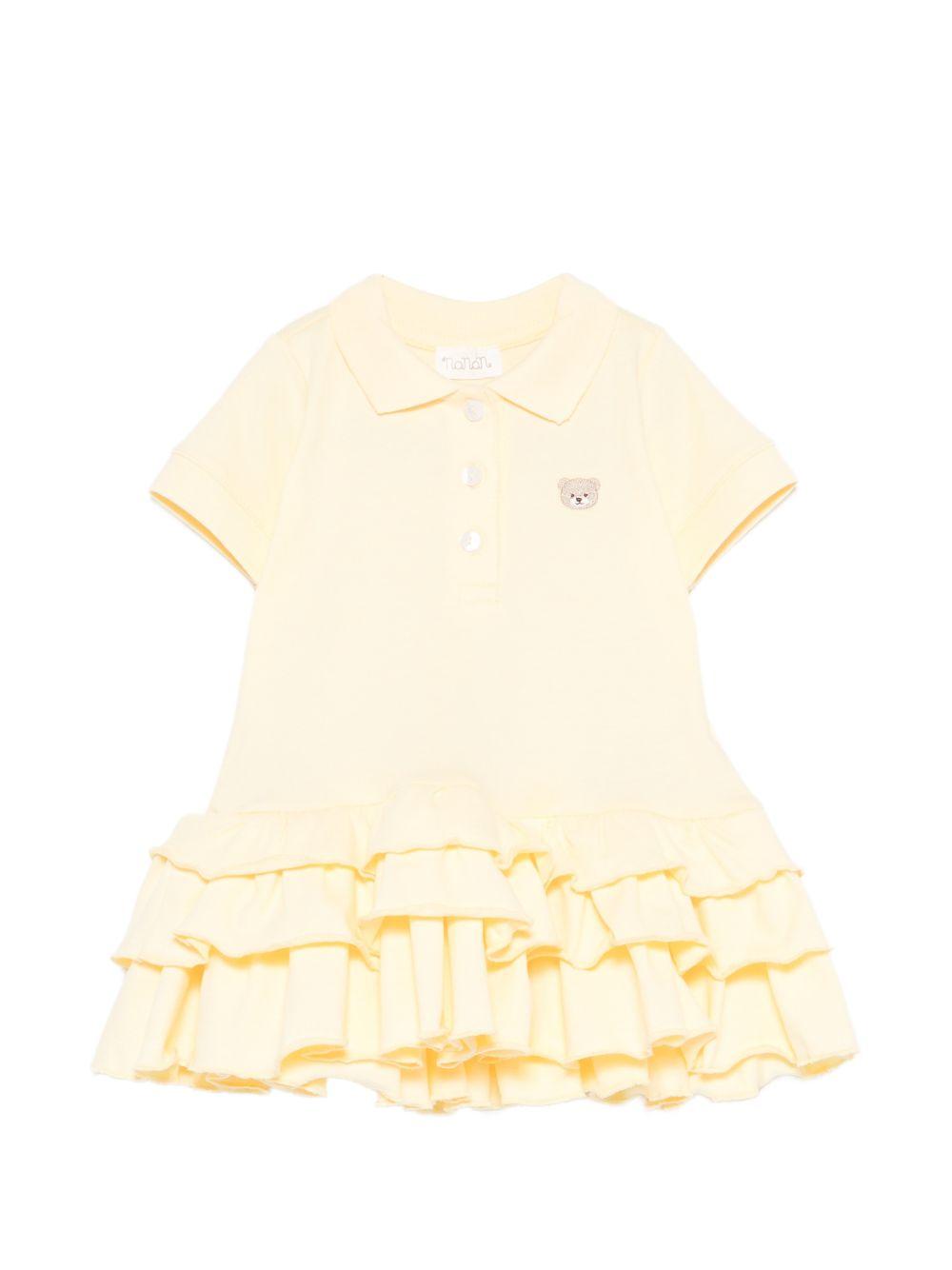 Abito polo in cotone con balze E26510 GIALLO NANAN KIDS