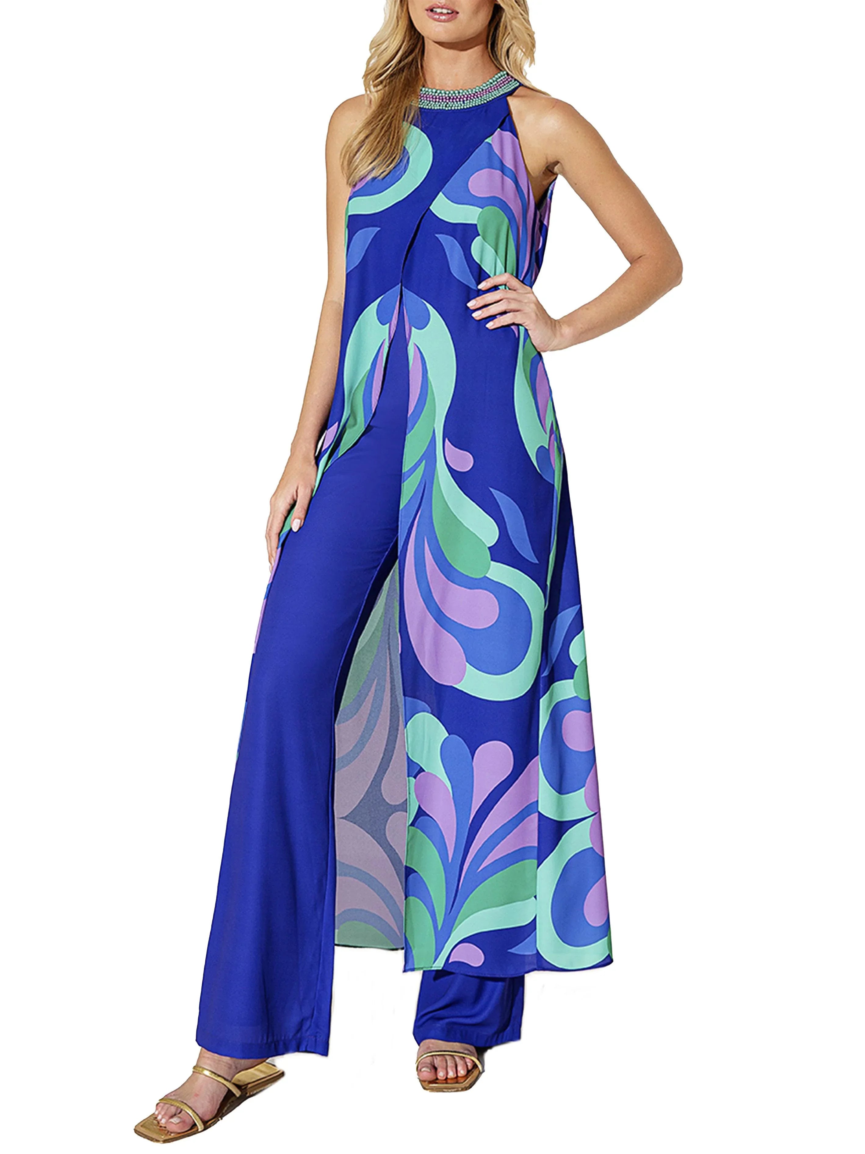 Completo viola con top fantasia - Preludio Moda