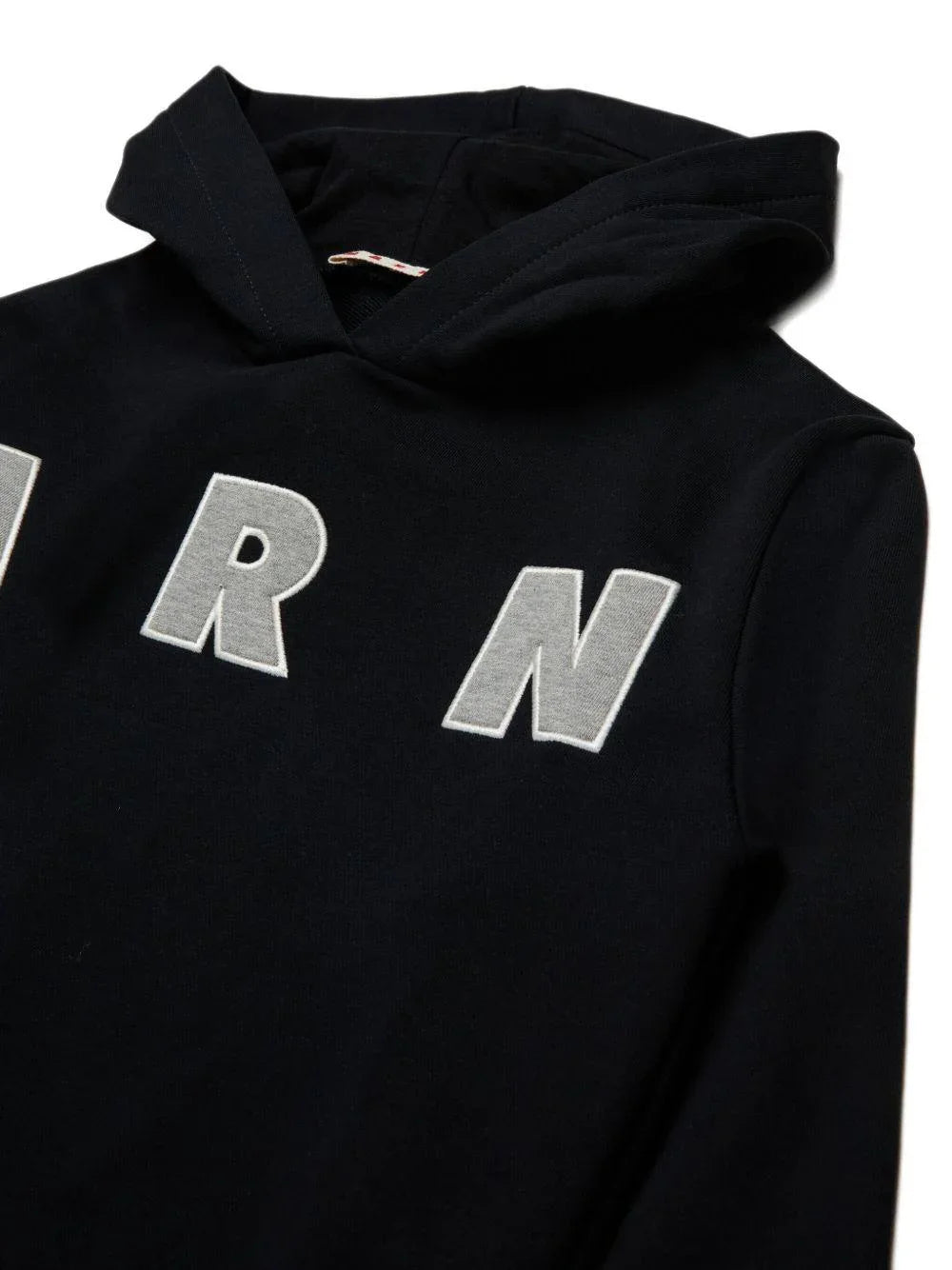 Felpa nera con cappuccio e logo applicato - Preludio Moda