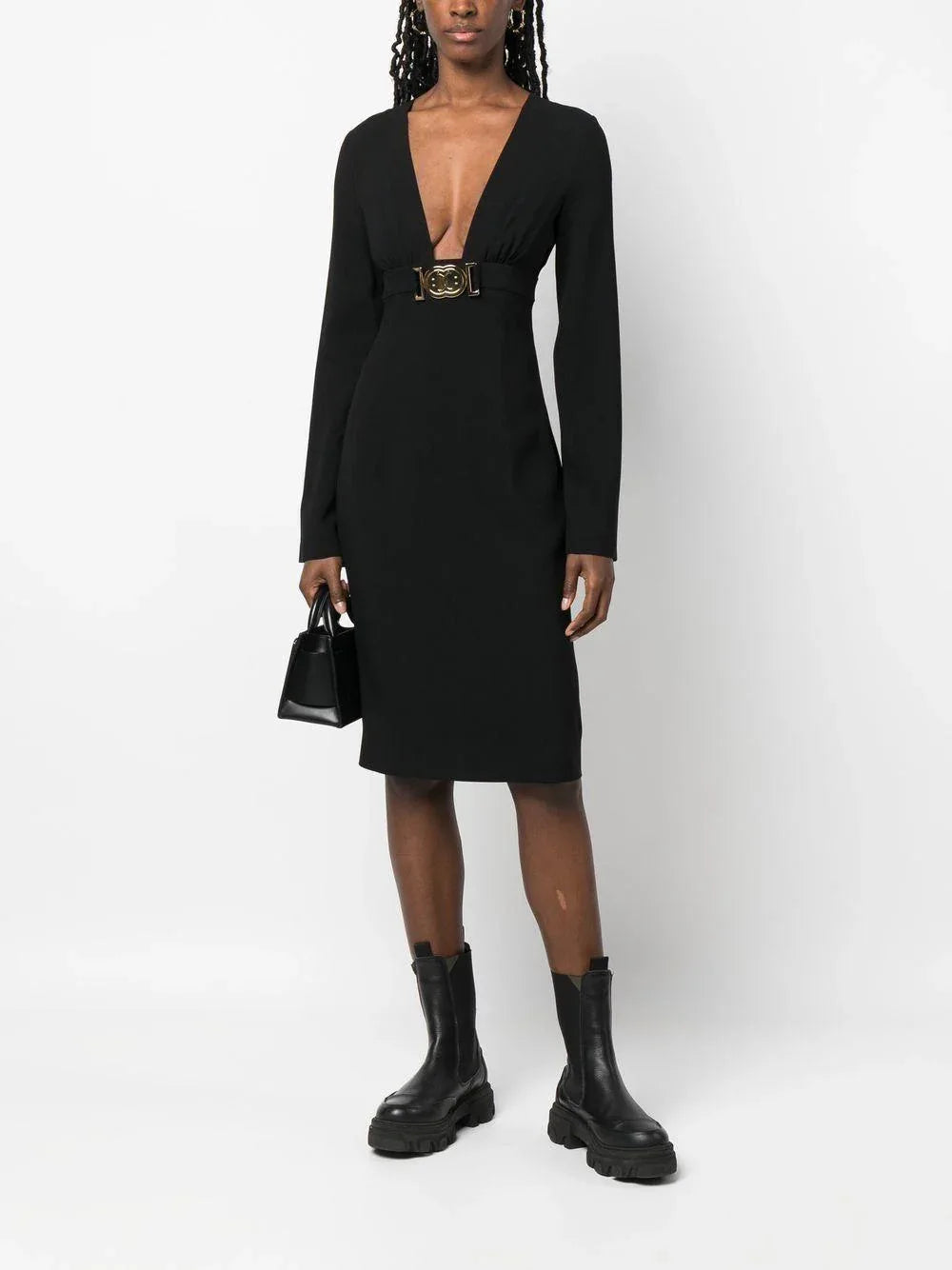 Abito nero cintura fibbia smile - Preludio Moda