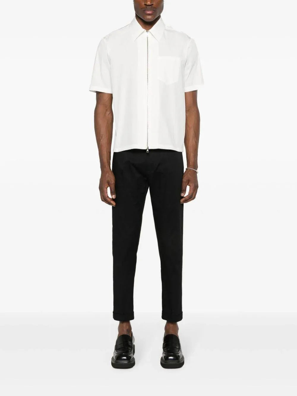 Pantalone oyster nero con piega - Preludio Moda