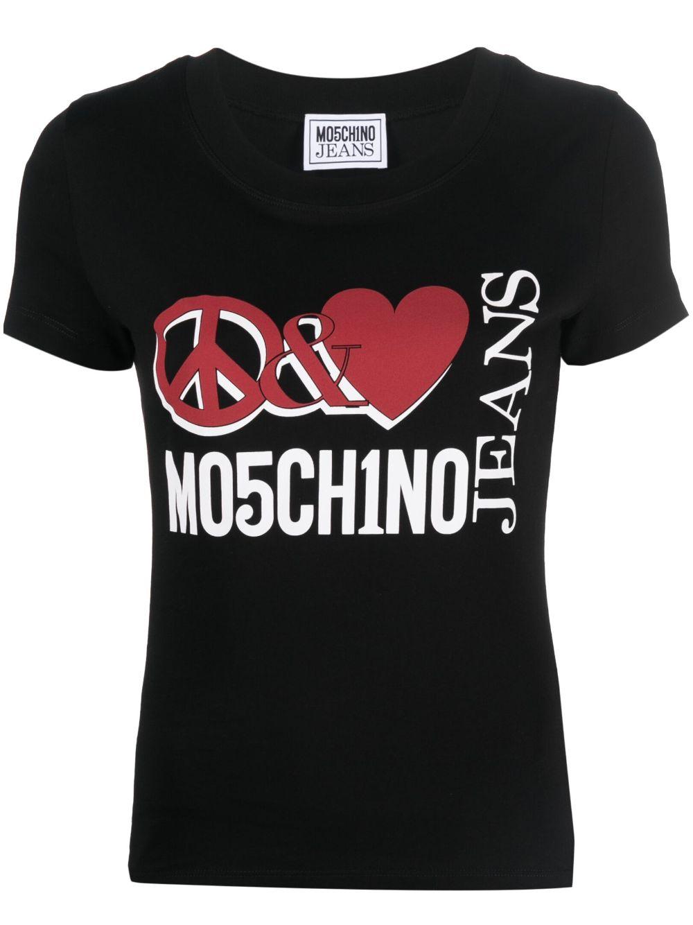 T-shirt Donna Nera Cotone A07078262 5555 MOSCHINO JEANS