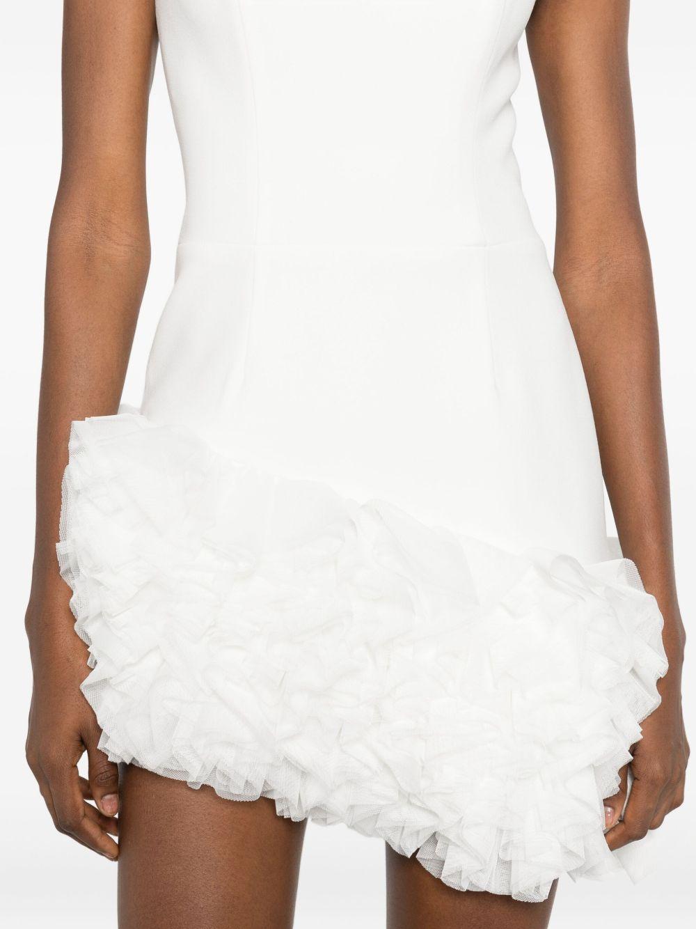 Abito Senza Spalline con Volant e Orlo Asimmetrico AT113 BIANCO ALESSANDRO LEGORA