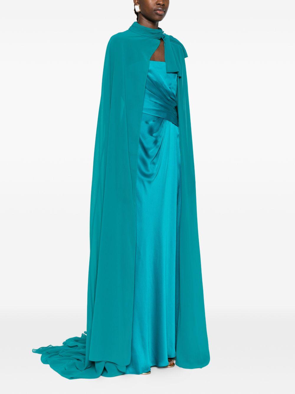 Abito lungo con mantella e fiocco 1T2D7STD00720 AZULTIFF ROSA CLARA COCKTAIL