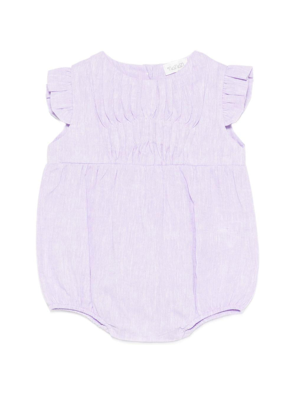 Pagliaccetto in lino lavanda con rouches E26507 LILLA NANAN KIDS