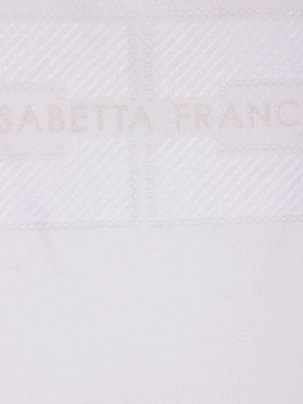 T-shirt bianca in jersey con logo ricamato e strass - Preludio Moda