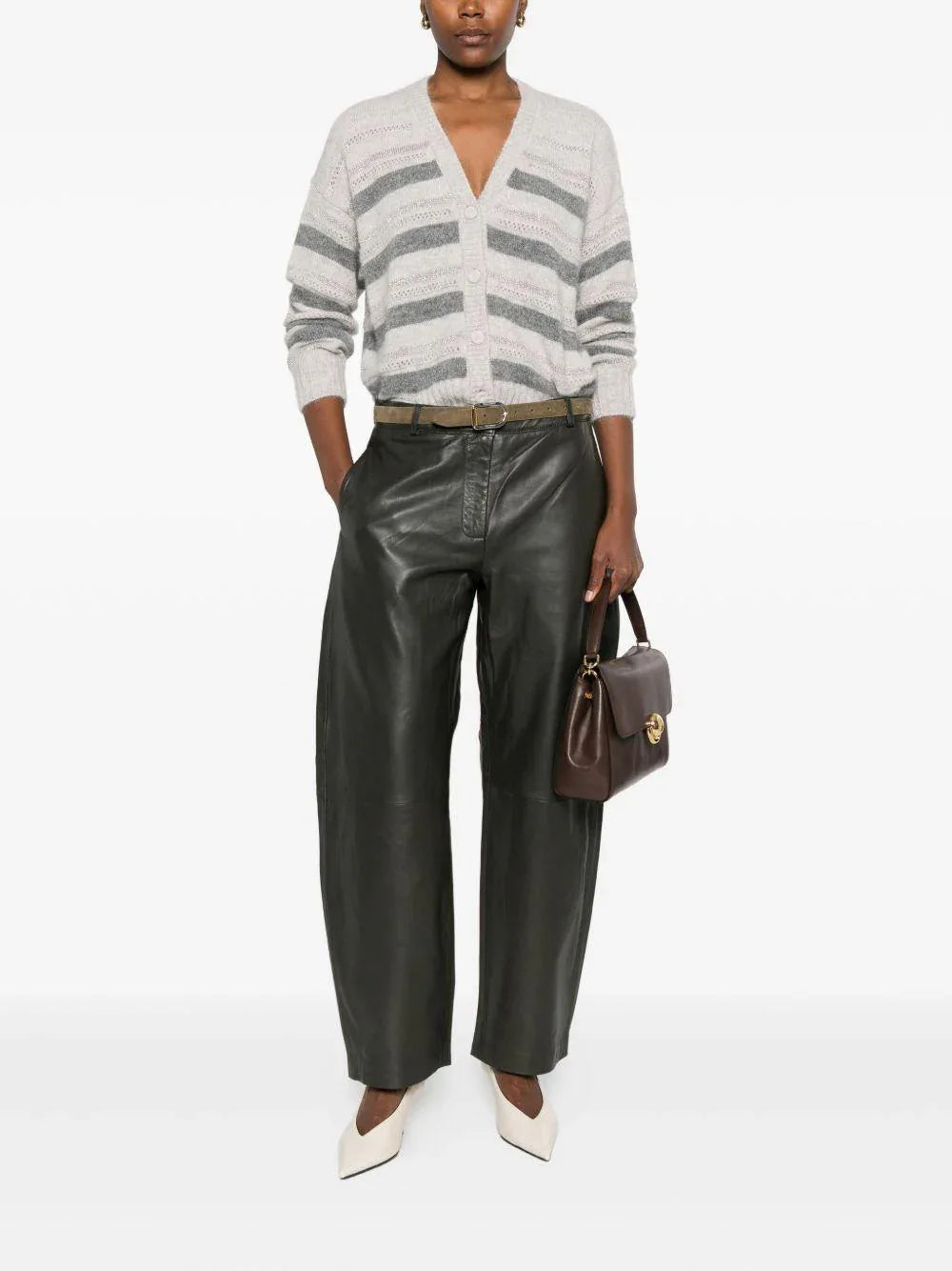 Cardigan Grigio a Righe - Preludio Moda