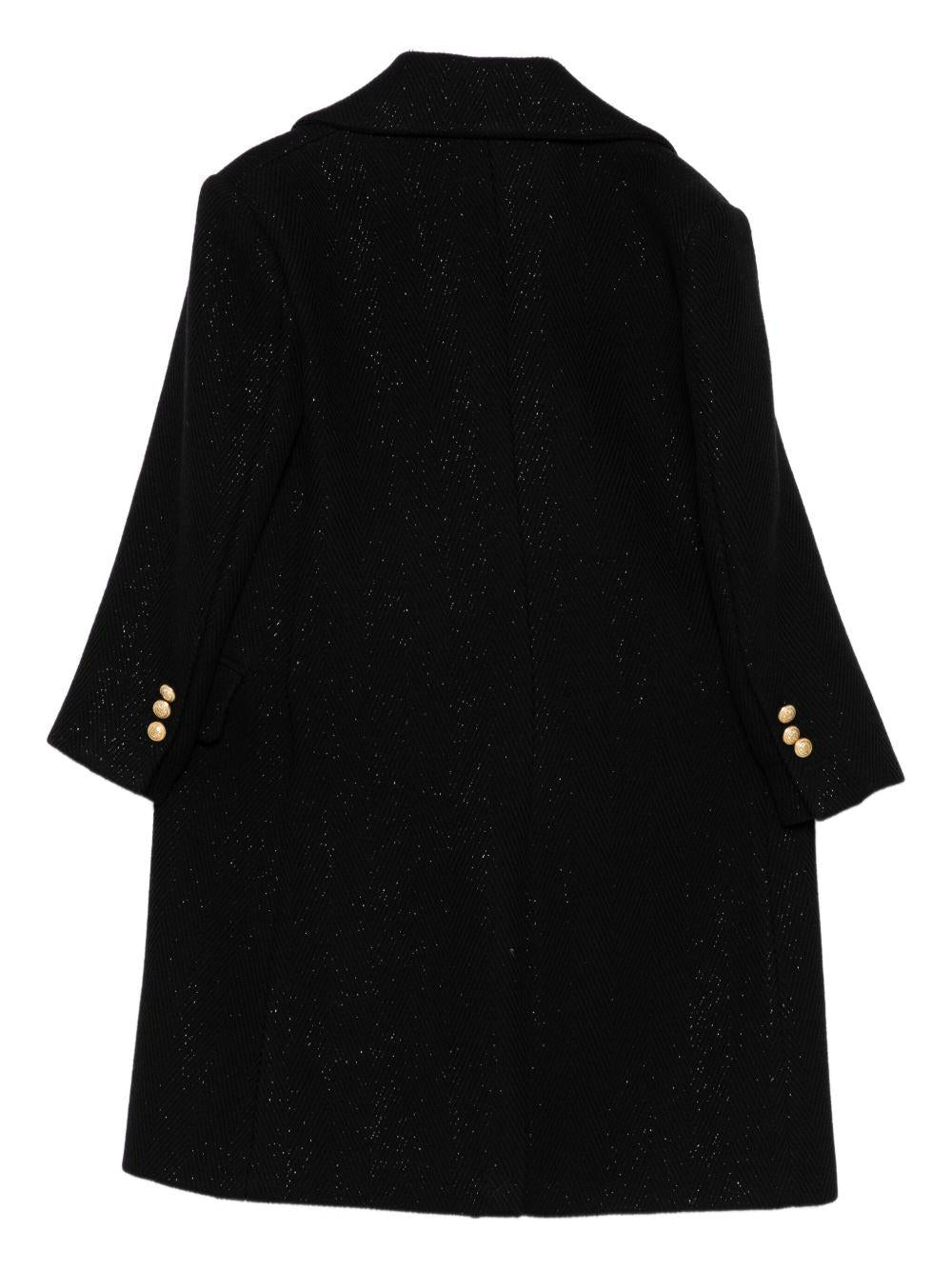 Cappotto Nero Doppiopetto con Glitter BX2B80Q0088 930OR BALMAIN KIDS
