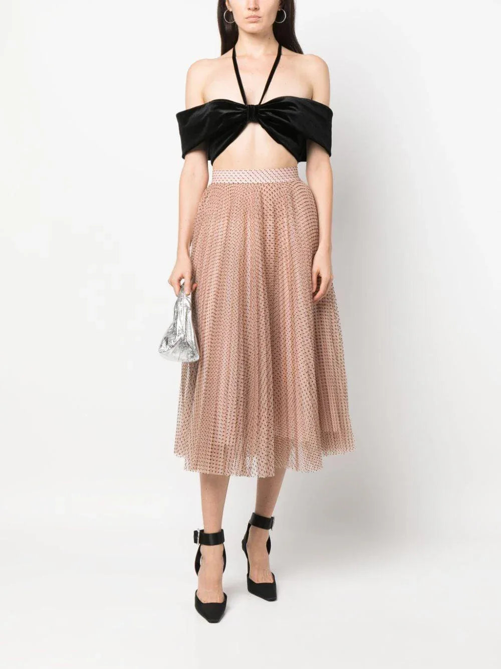 Top crop nero velluto - Preludio Moda