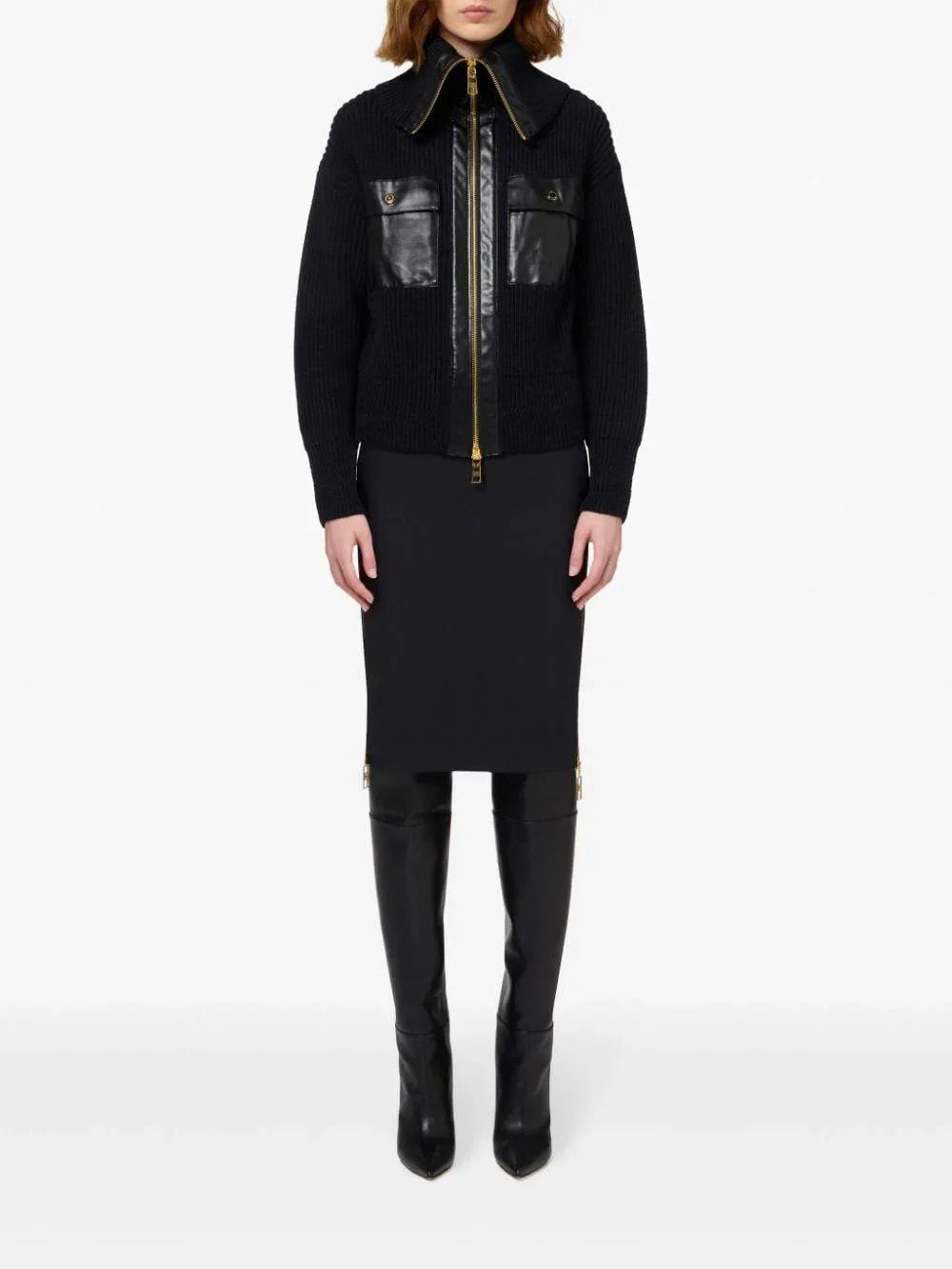 Gonna midi nera con zip lateali - Preludio Moda