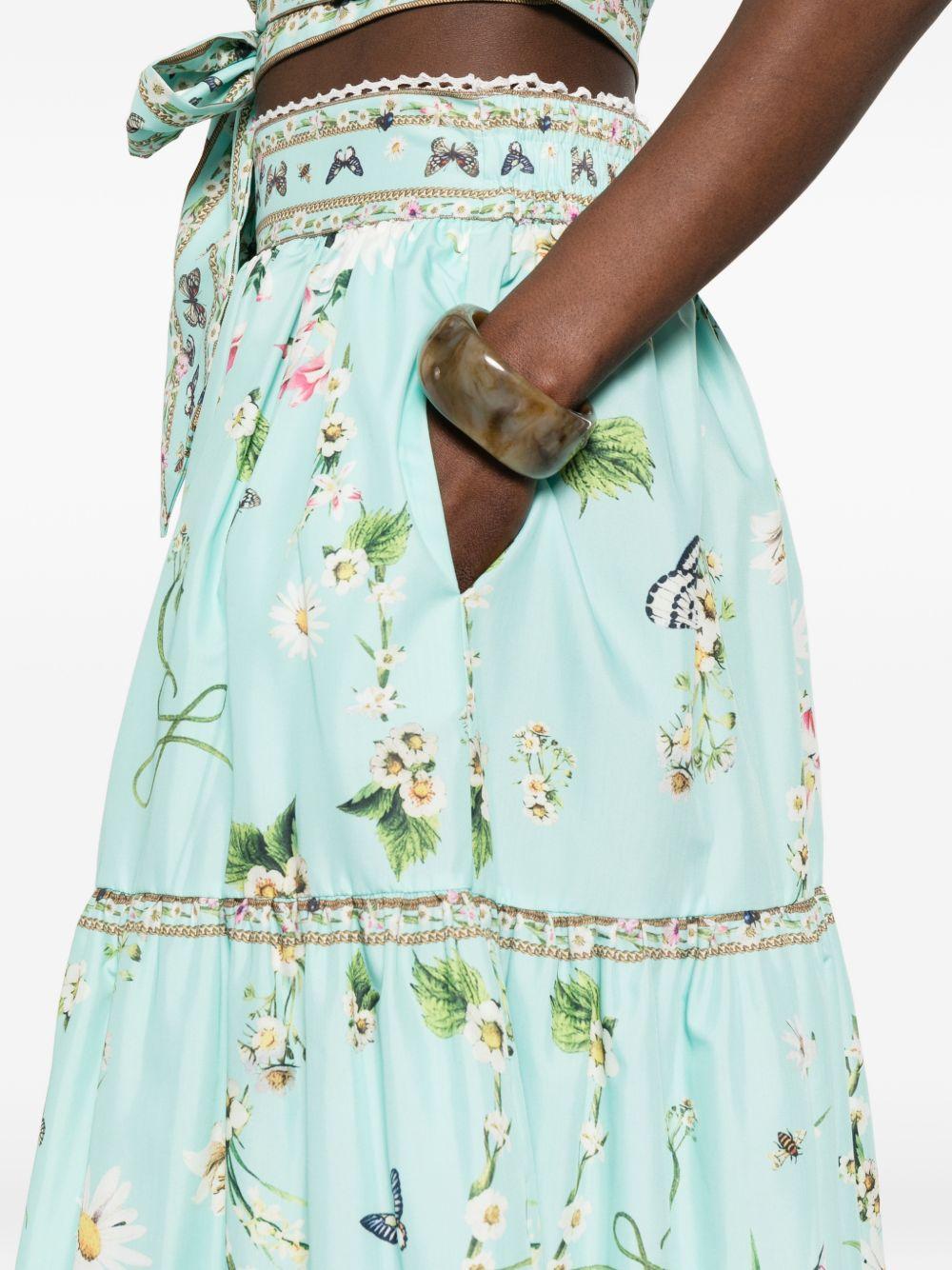 Gonna a balze con stampa floreale P26A212 1000 PAPERLACE