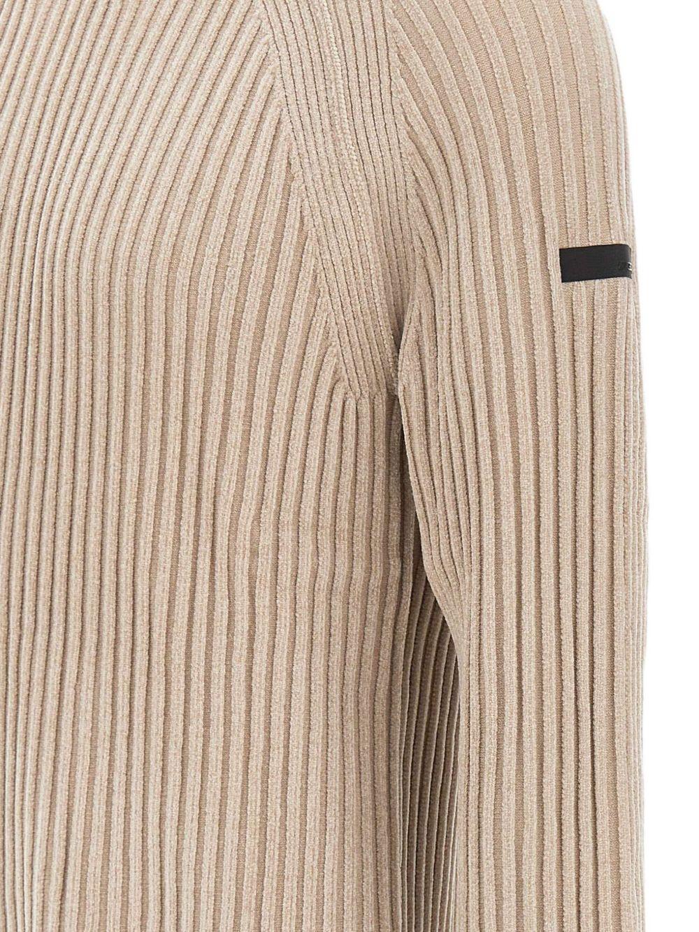 Maglione crema a coste con maniche raglan W25137 32 RRD