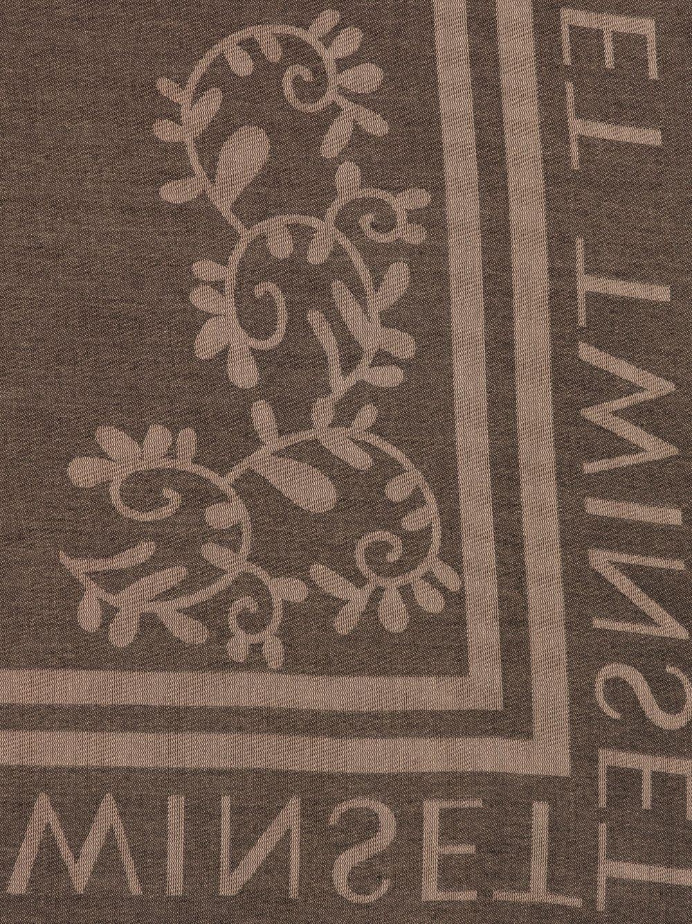 Sciarpa Marrone con Motivo Floreale e Frange - Preludio Moda