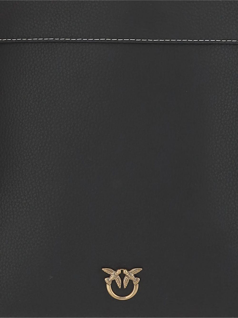Borsa secchiello in pelle con tracolla nera