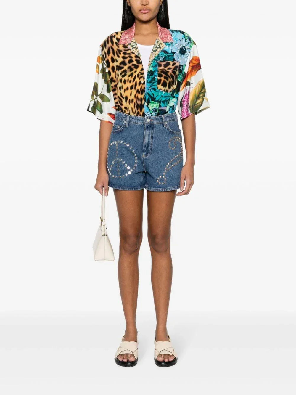 Short denim disegni con borchie - Preludio Moda