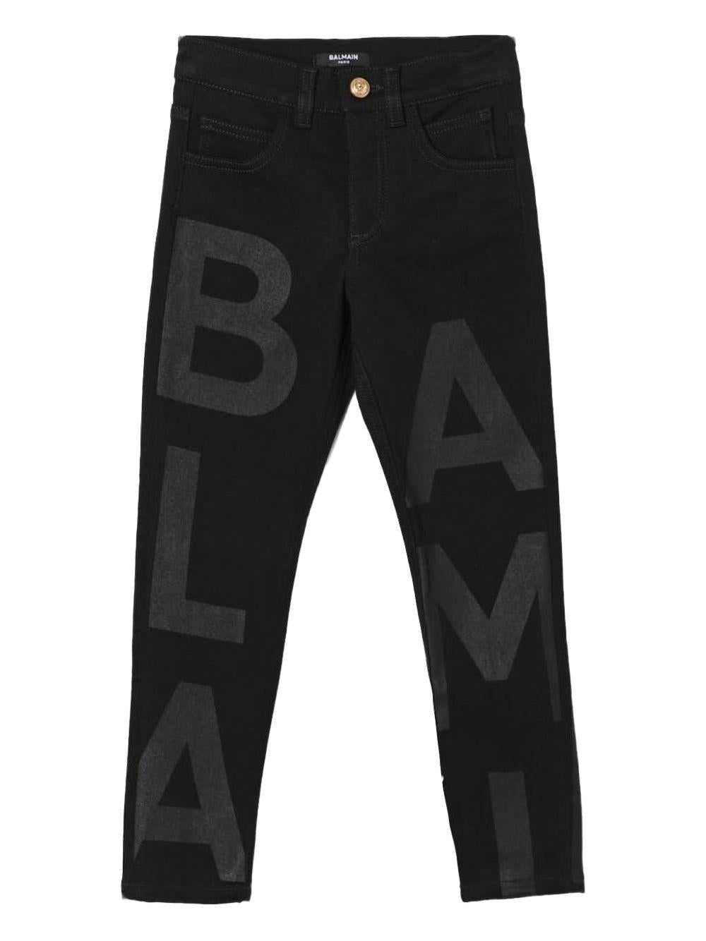 Pantalone nero big logo lettering BU6P30D0039 930NE BALMAIN KIDS
