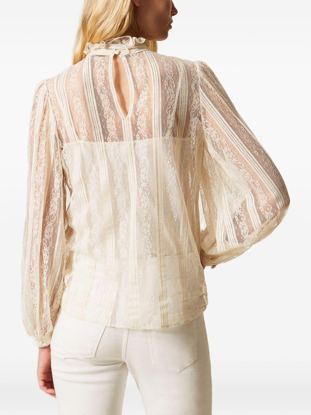 Blusa in pizzo con fiocco al collo 261TP2541 00059 TWINSET