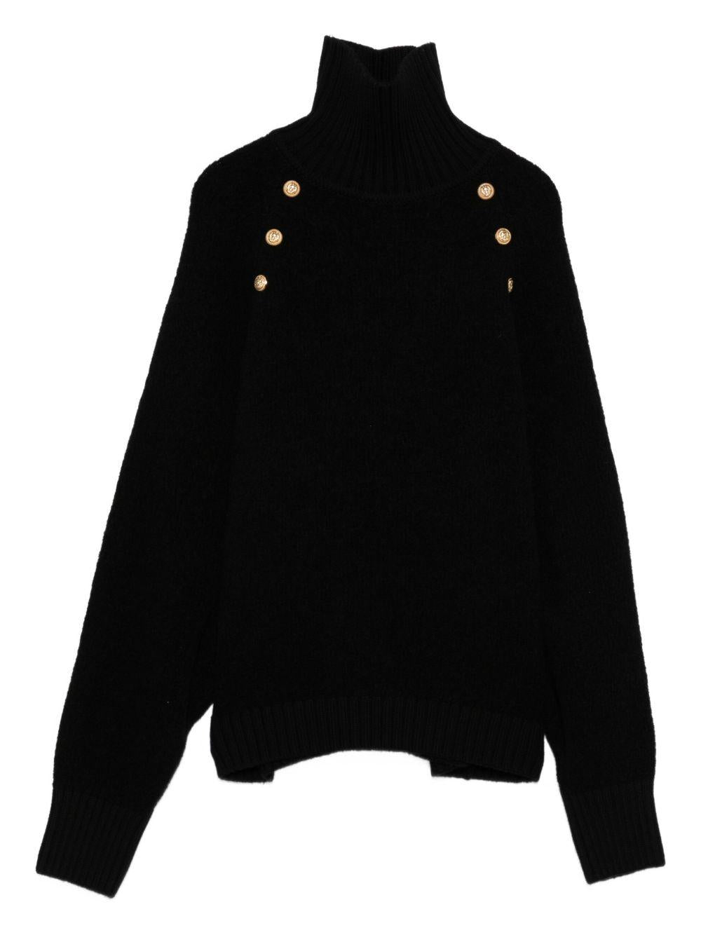 Maglione Nero a Collo Alto BX9A60Z3317 930OR BALMAIN KIDS