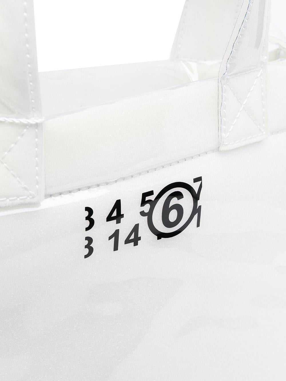 Borsa bianca/gialla plastificata logo numerico S54WD0101P2709 H8481 MM6 MAISON MARGIELA