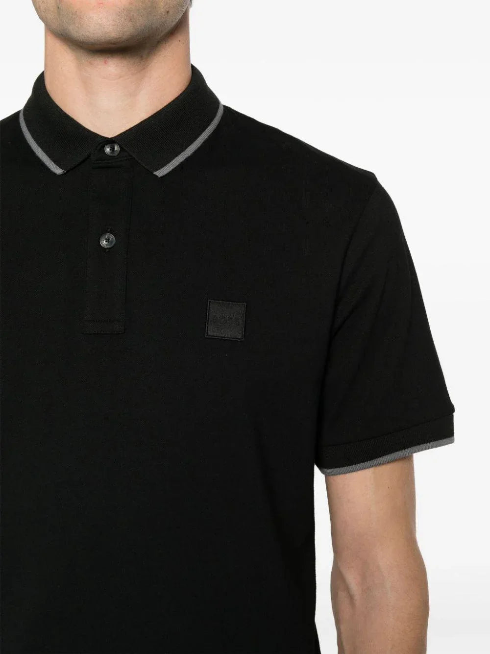 Polo passertip nera logo ricamo - Preludio Moda