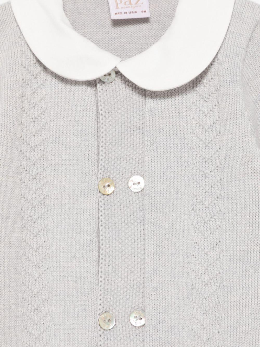 Tutina a calzino in maglia grigio neonato