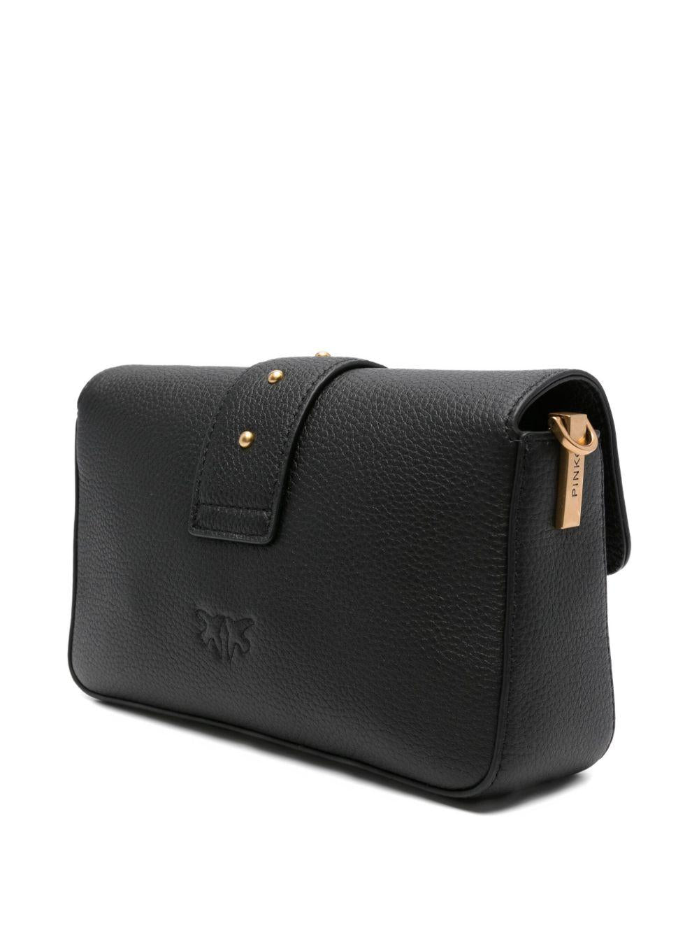 Borsa nera con borchie e chiusura Love Birds 104340A2OX Z99Q PINKO