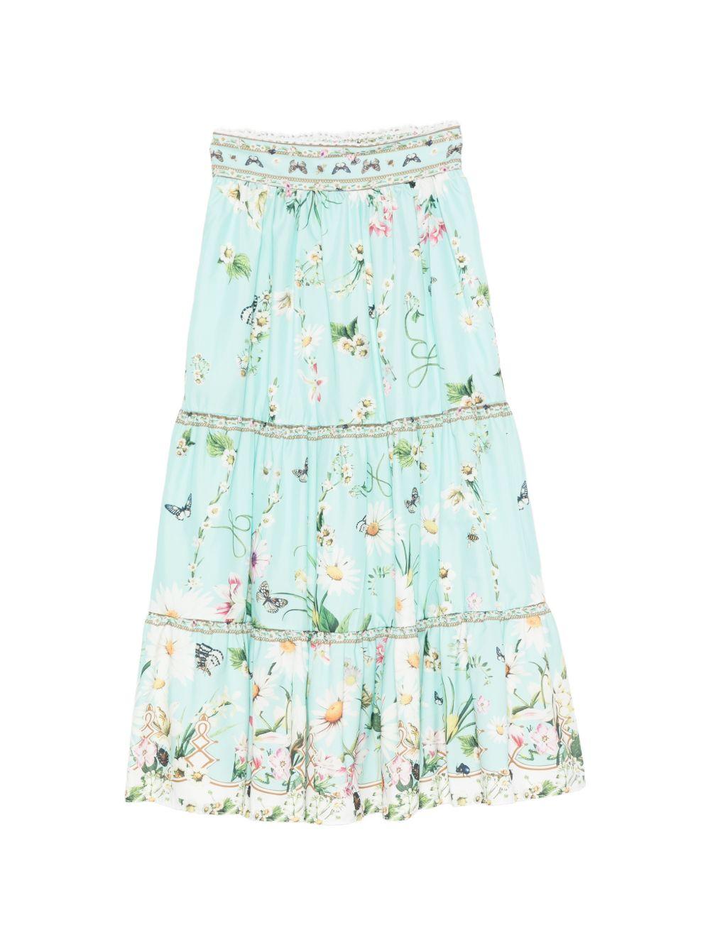 Gonna a balze con stampa floreale P26A212 1000 PAPERLACE