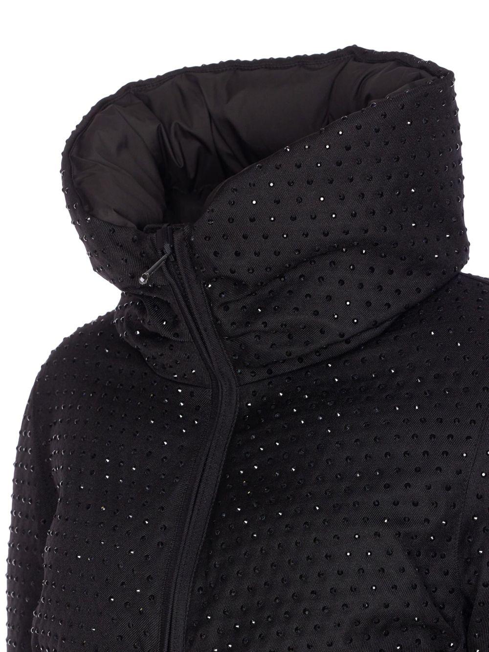 Giacca nera con collo alto e decorazione con strass 106014A2ZF Z99 PINKO