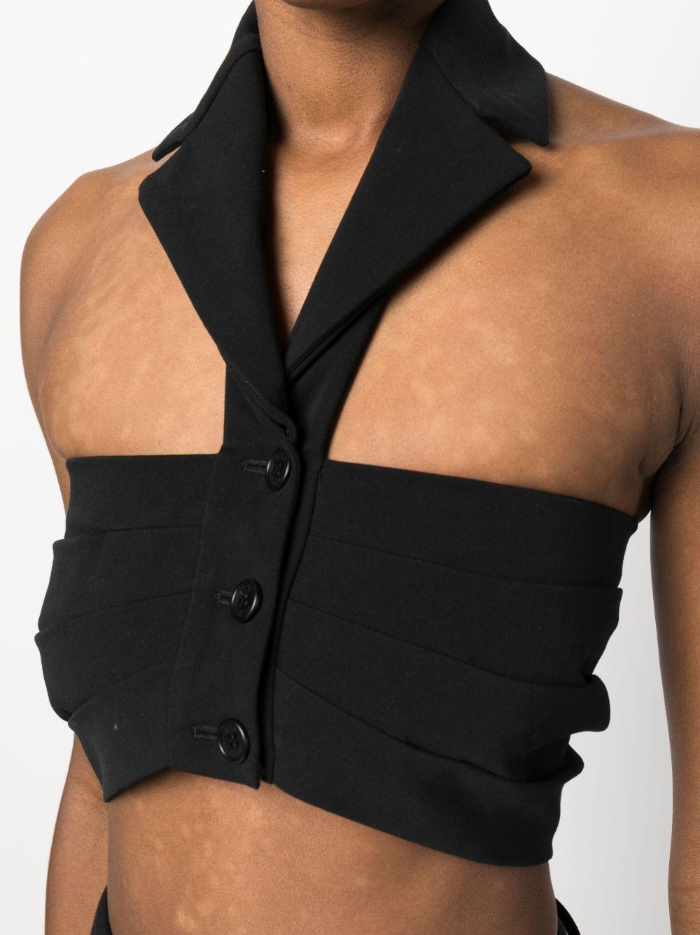 Top crop con reverse nero
