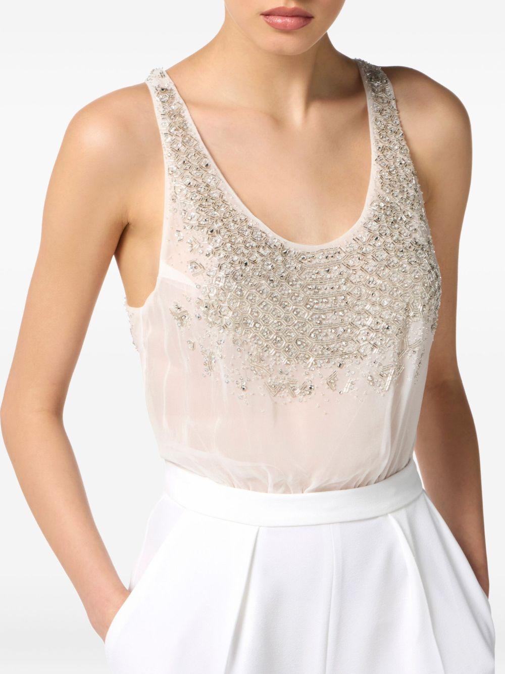 Tuta Intera Smanicata con Decorazione in Cristalli TU06357E2 360 ELISABETTA FRANCHI