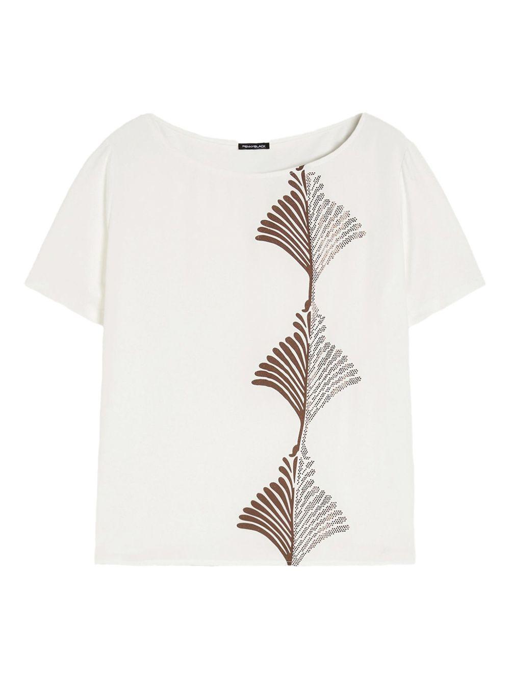T-shirt bianca Onda con palme