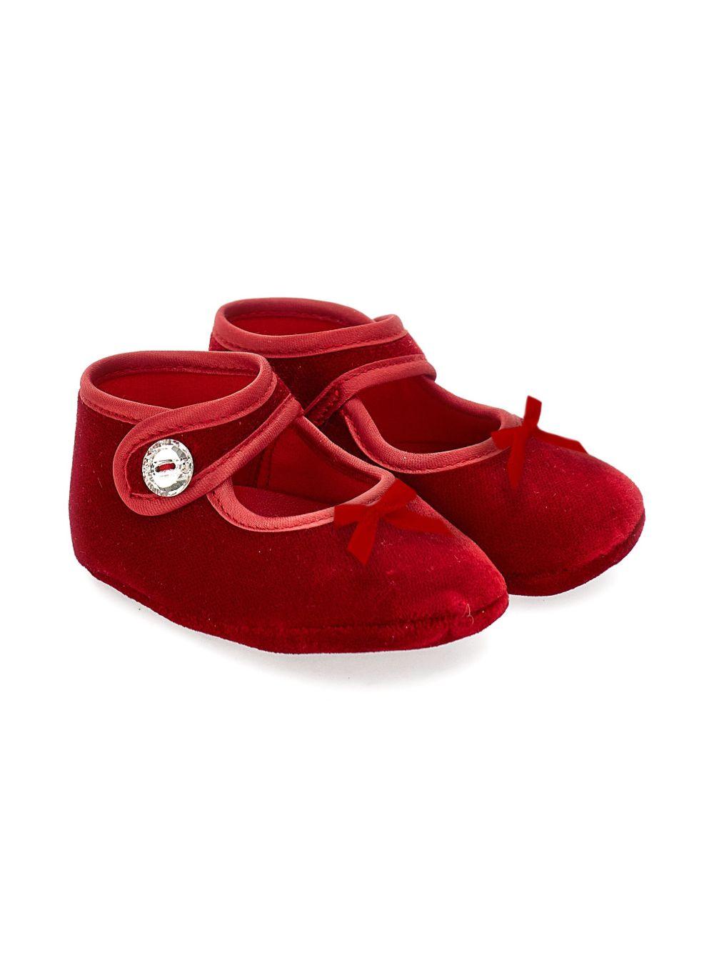 Ballerine rubino in velluto con cinturino Mary Jane e fiocco 73F0036803 0043 MONNALISA KIDS