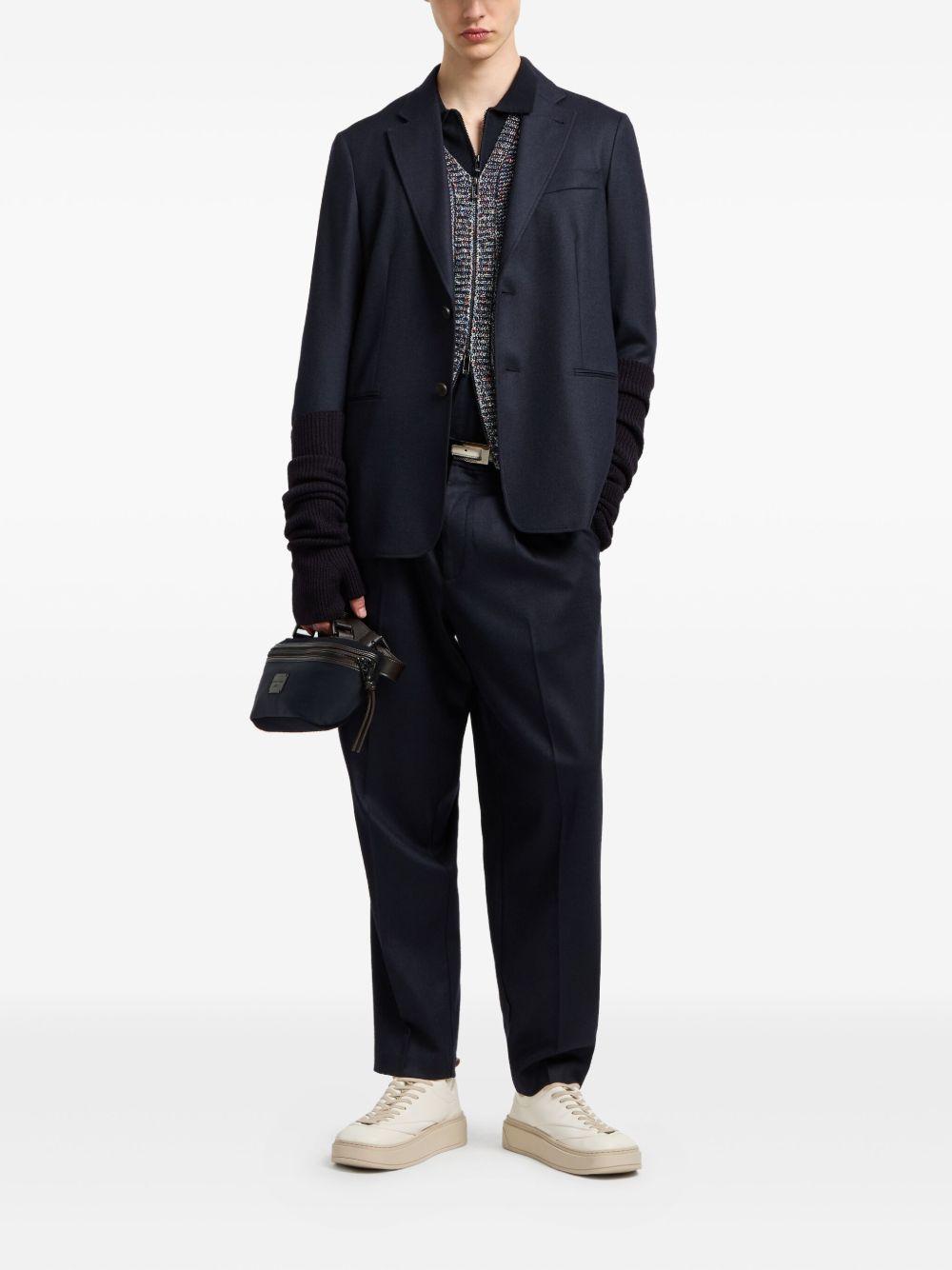 Polo blu in lana con mezza zip e maniche lunghe EM001512AF14158 UB118 EMPORIO ARMANI