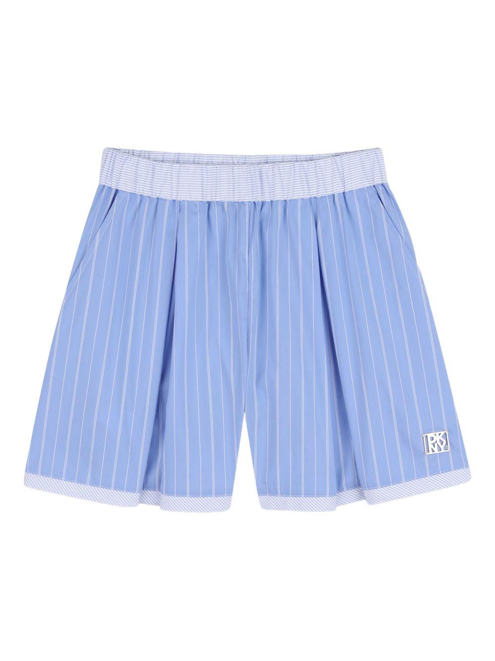 Shorts in cotone a righe con vita elasticizzata D62589 Z40 DKNY KIDS