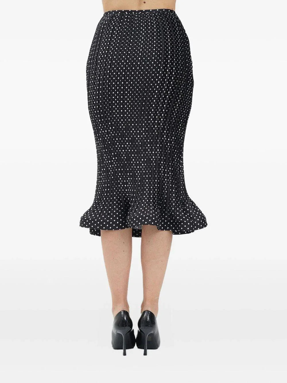 Gonna a campana nera con fantasia pois all-over - Preludio Moda