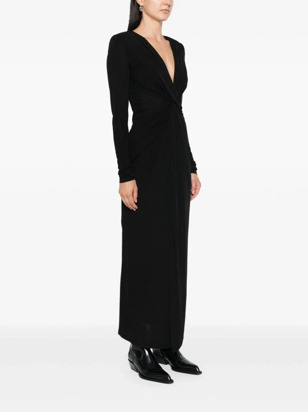 Abito nero lungo nodo centrale - Preludio Moda