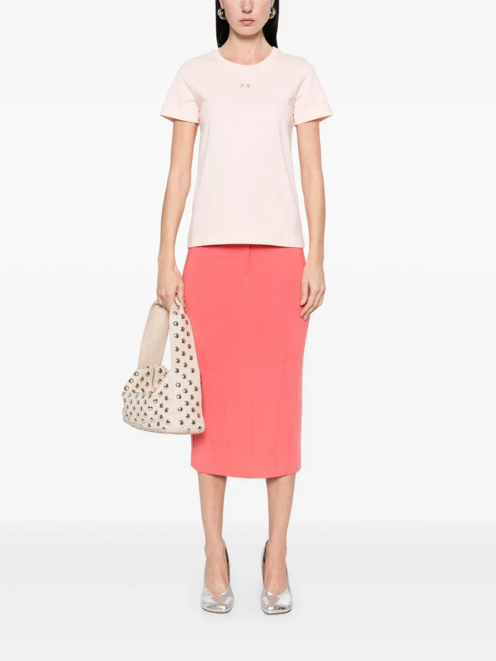 T-shirt rosa ricamo Love Birds - Preludio Moda