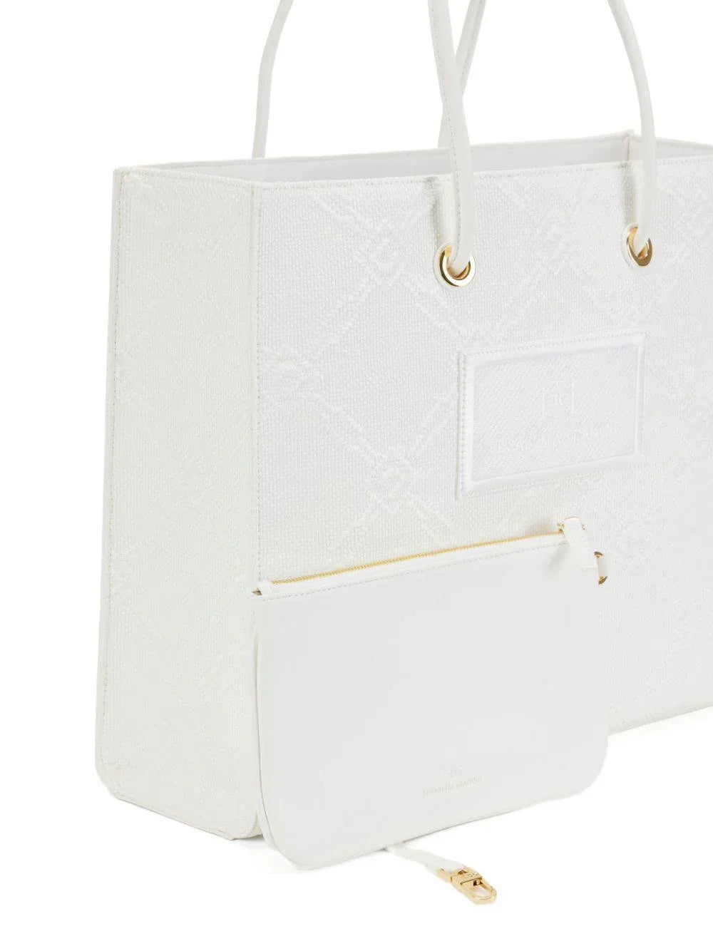 Tote grande in rafia jacquard avorio - Preludio Moda