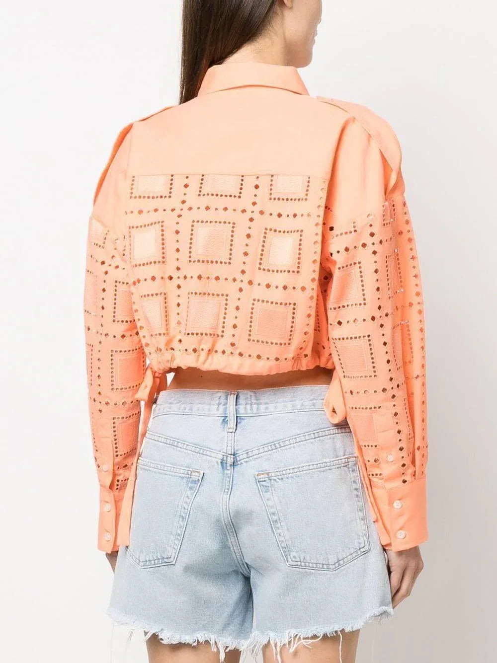 Camicia salmone dettagli traforati - Preludio Moda