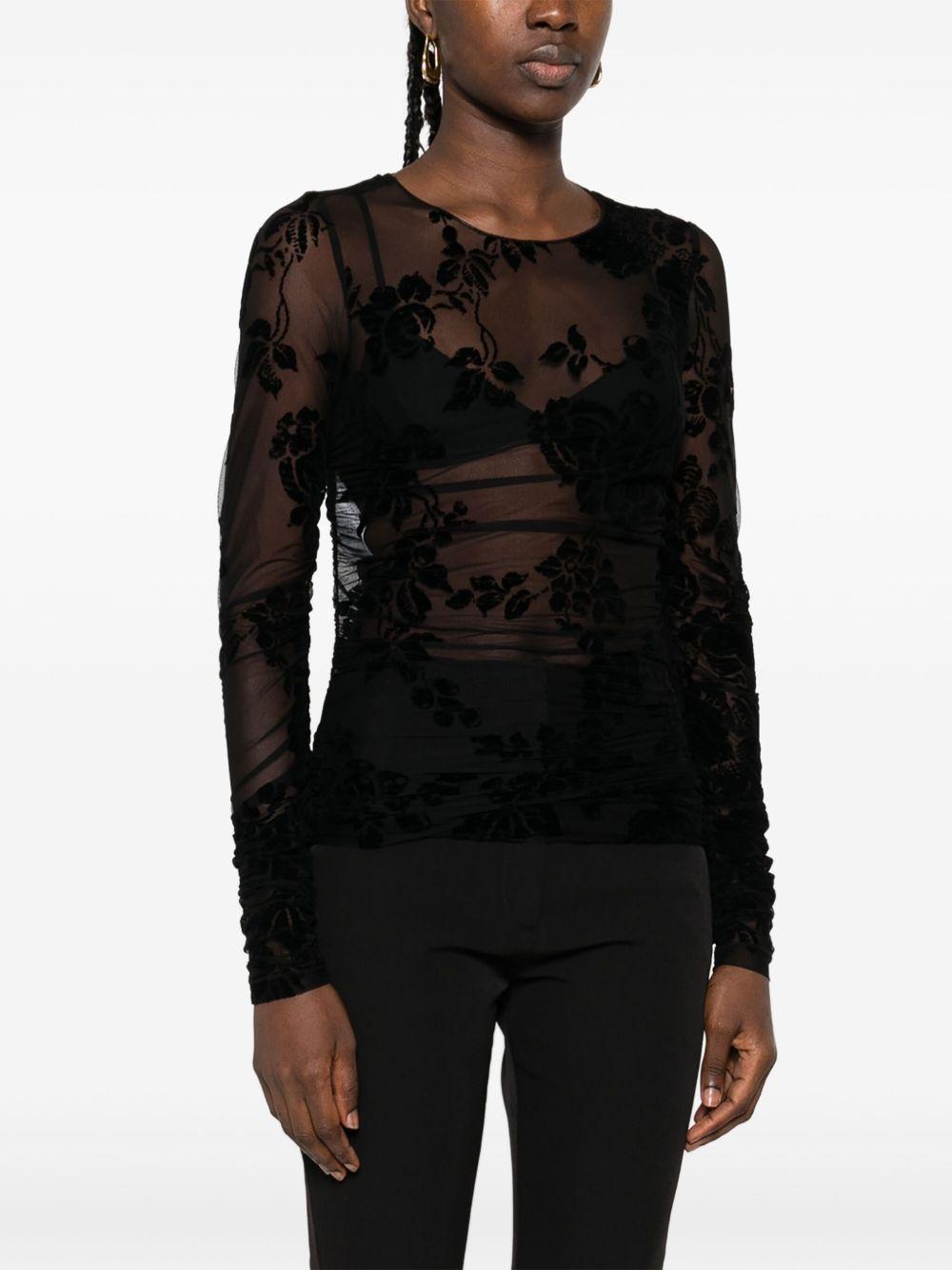 Top nero con stampa floreale e maniche lunghe 105601A2QD ZD0 PINKO