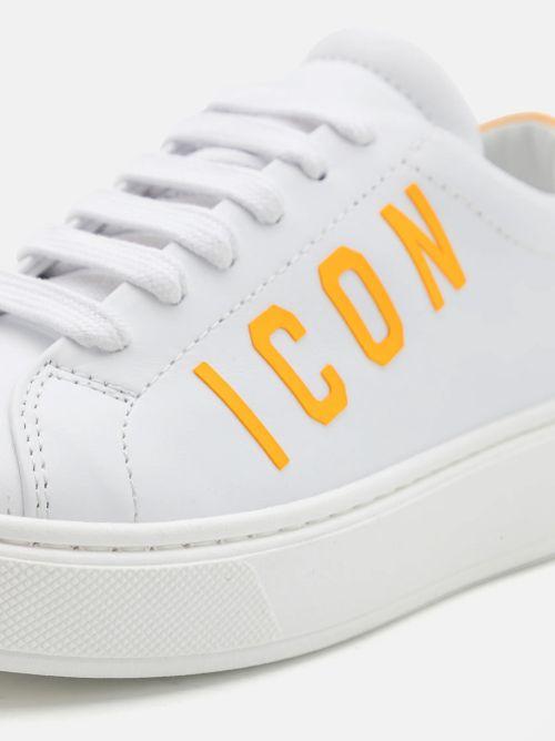 Sneakers bianche logo icon giallo kids 80313 01 DSQUARED KIDS