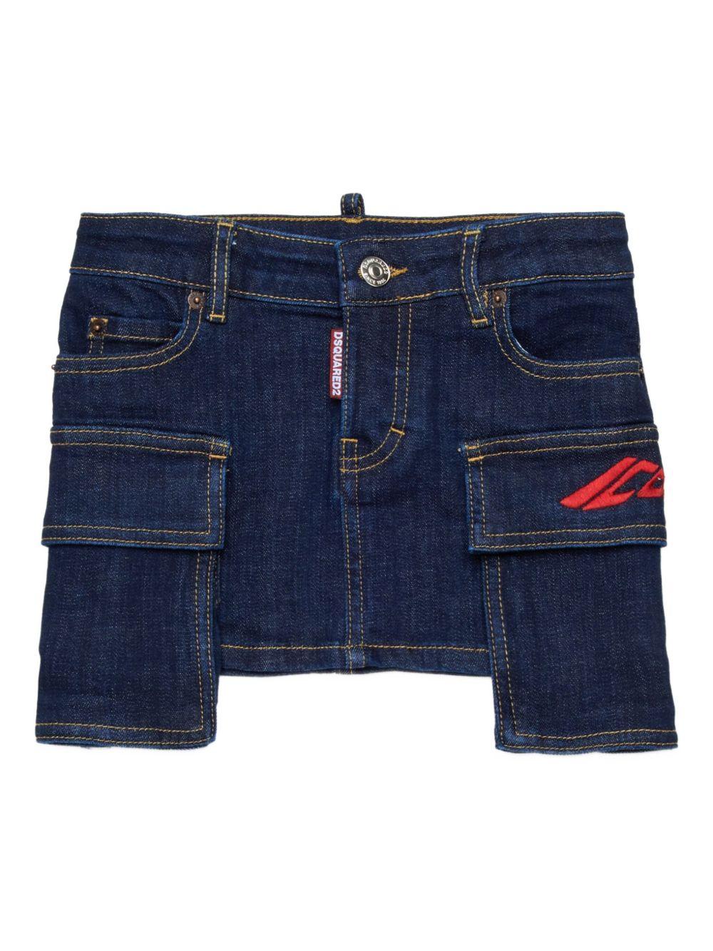 Minigonna Blu Denim con Logo Icon DQ3138D0AFL DQ01 DSQUARED KIDS