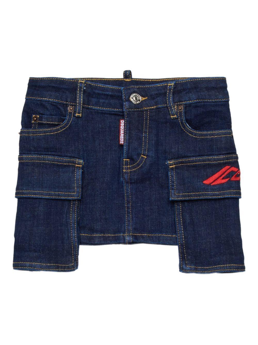 Minigonna Blu Denim con Logo Icon - Preludio Moda