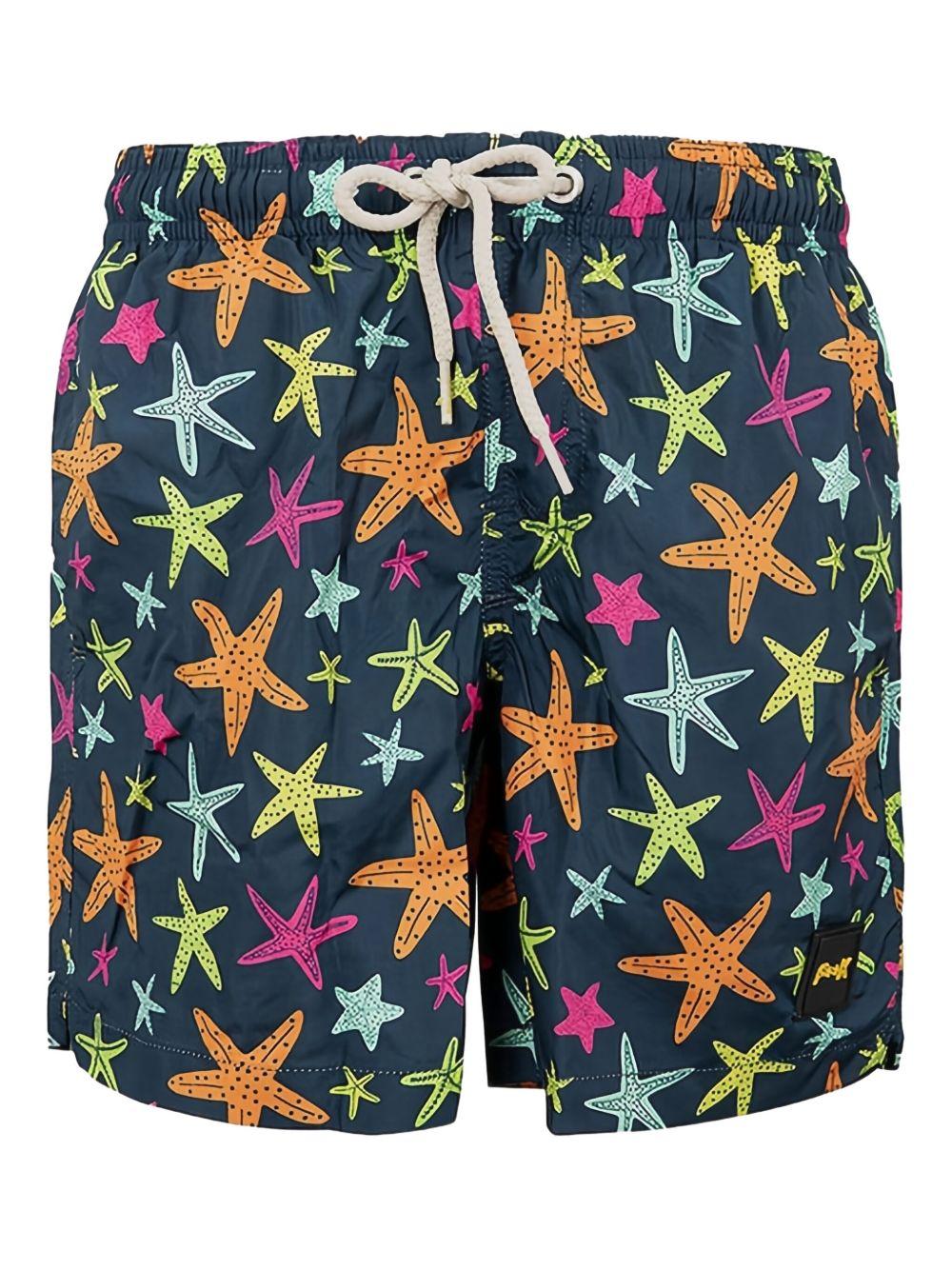 Costume boxer blu con fantasia stelle marine