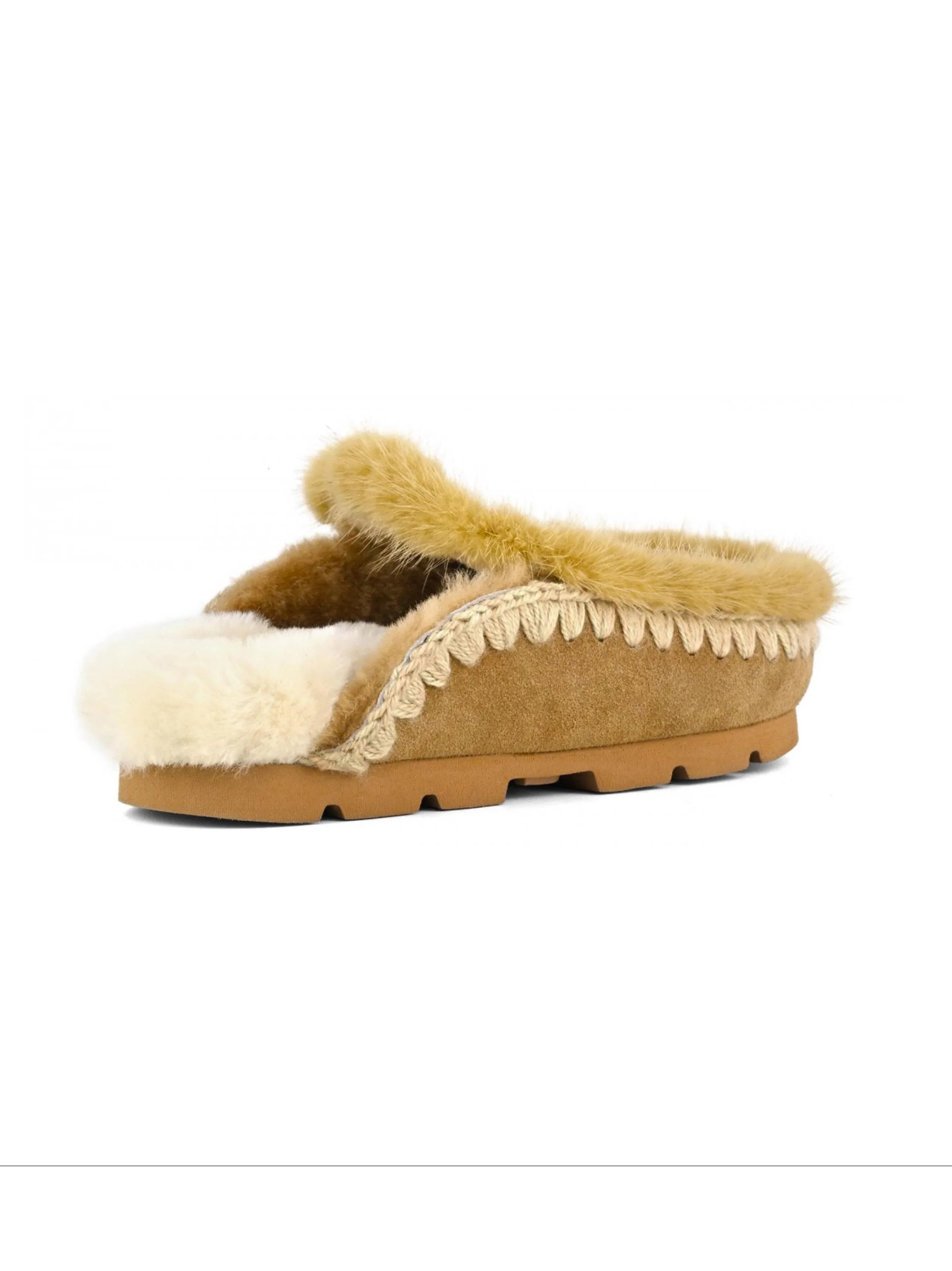 Pantofola winter bio in pelliccia cognac - Preludio Moda