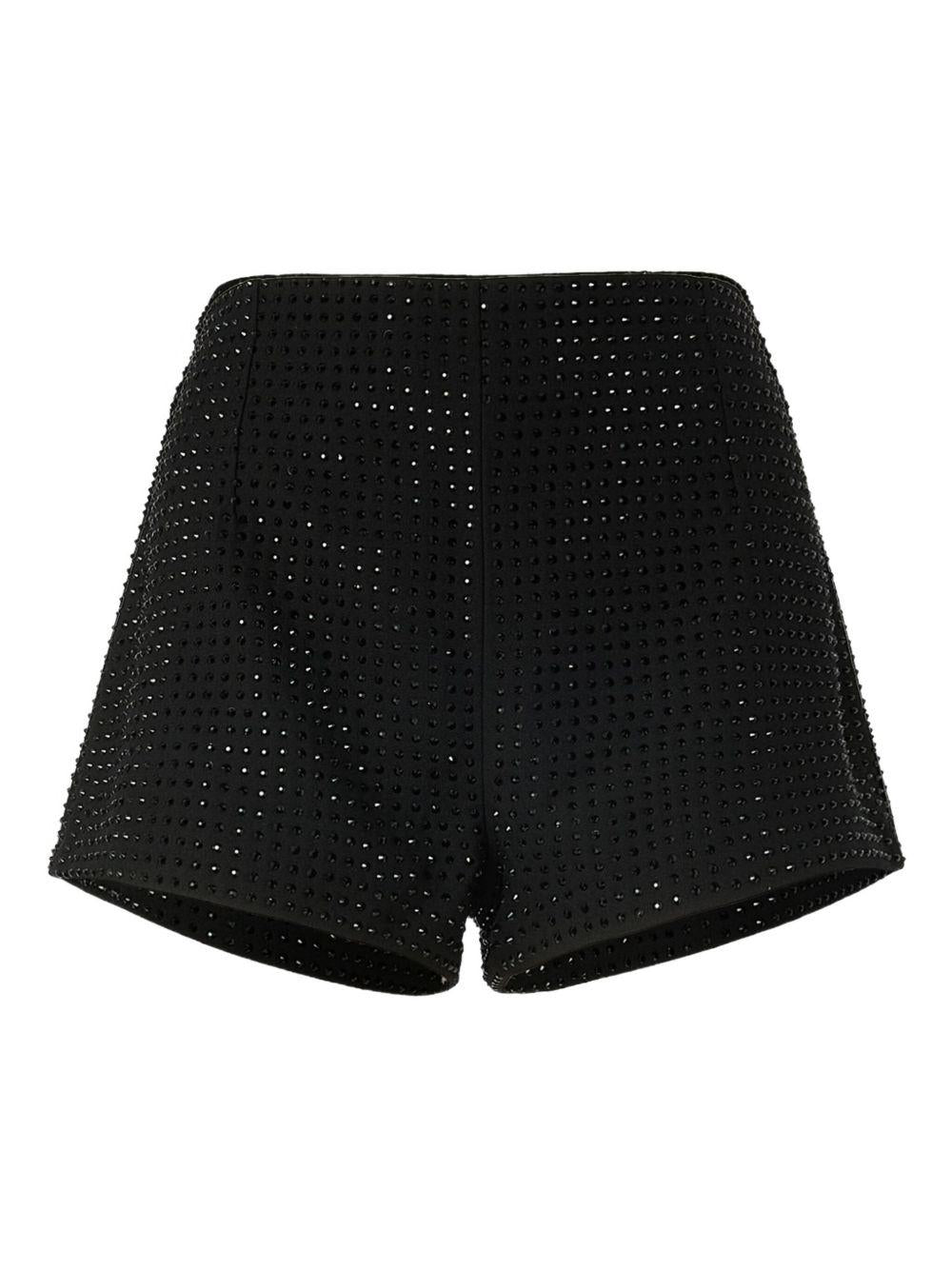 Shorts neri a vita alta con decorazione in strass 105925A287 Z99 PINKO