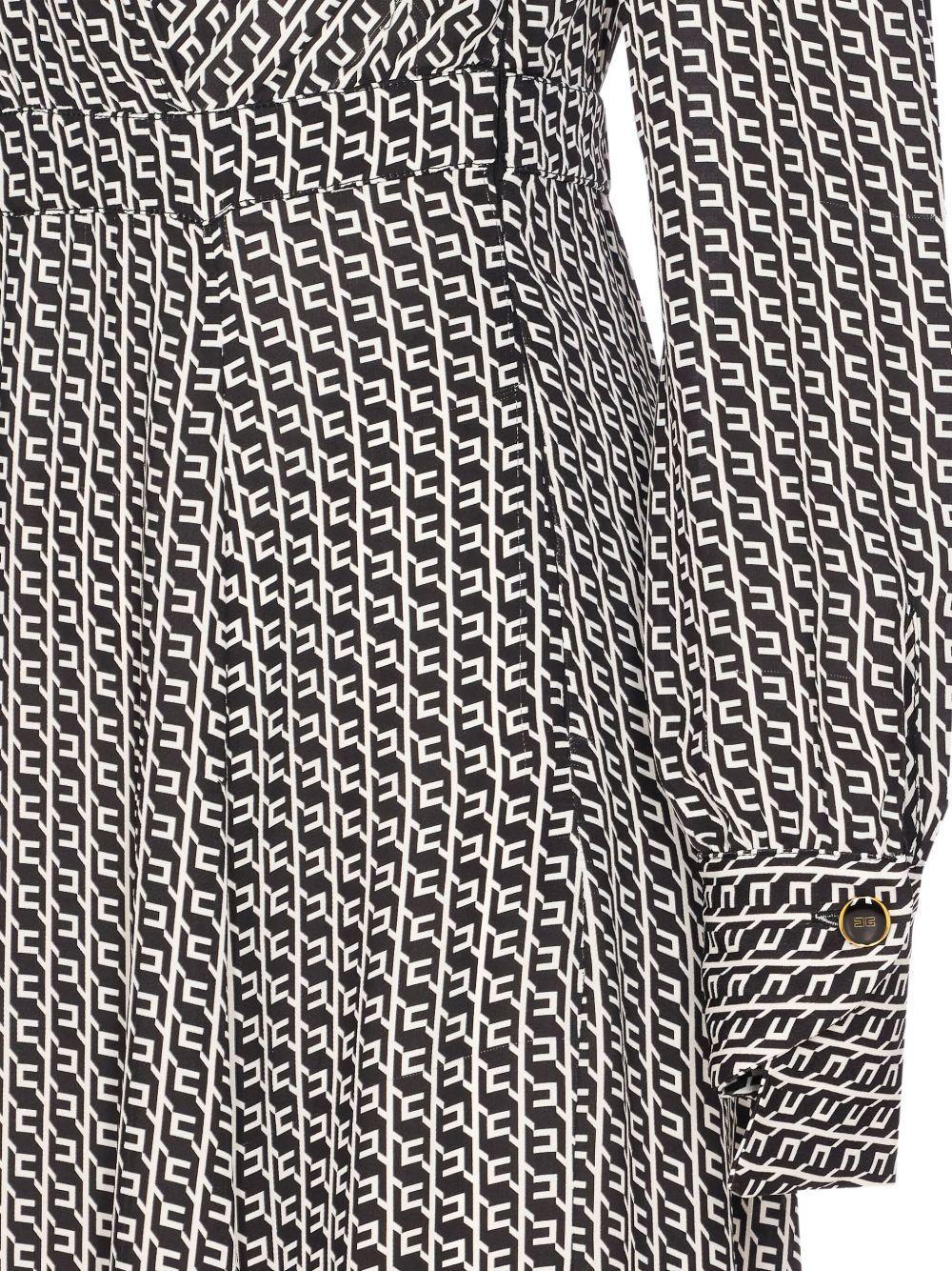 Abito Midi con Scollo a V e Stampa Geometrica - Preludio Moda