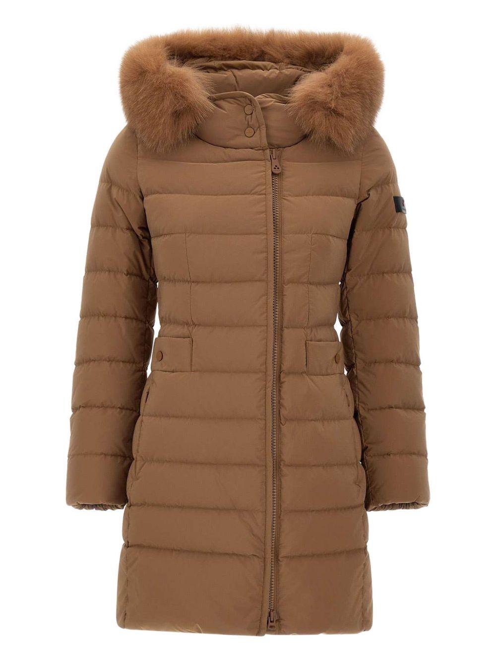 Cappotto marrone con cappuccio e pelliccia PED545801190986 894 PEUTEREY